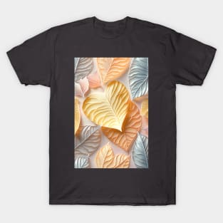 Array of translucent fall leaves shaped as hearts - Valentines theme ! T-Shirt